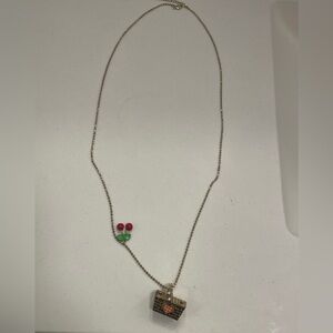 Vintage Betsey Johnson Long Gold Cherry Pendant Necklace IT OPENS